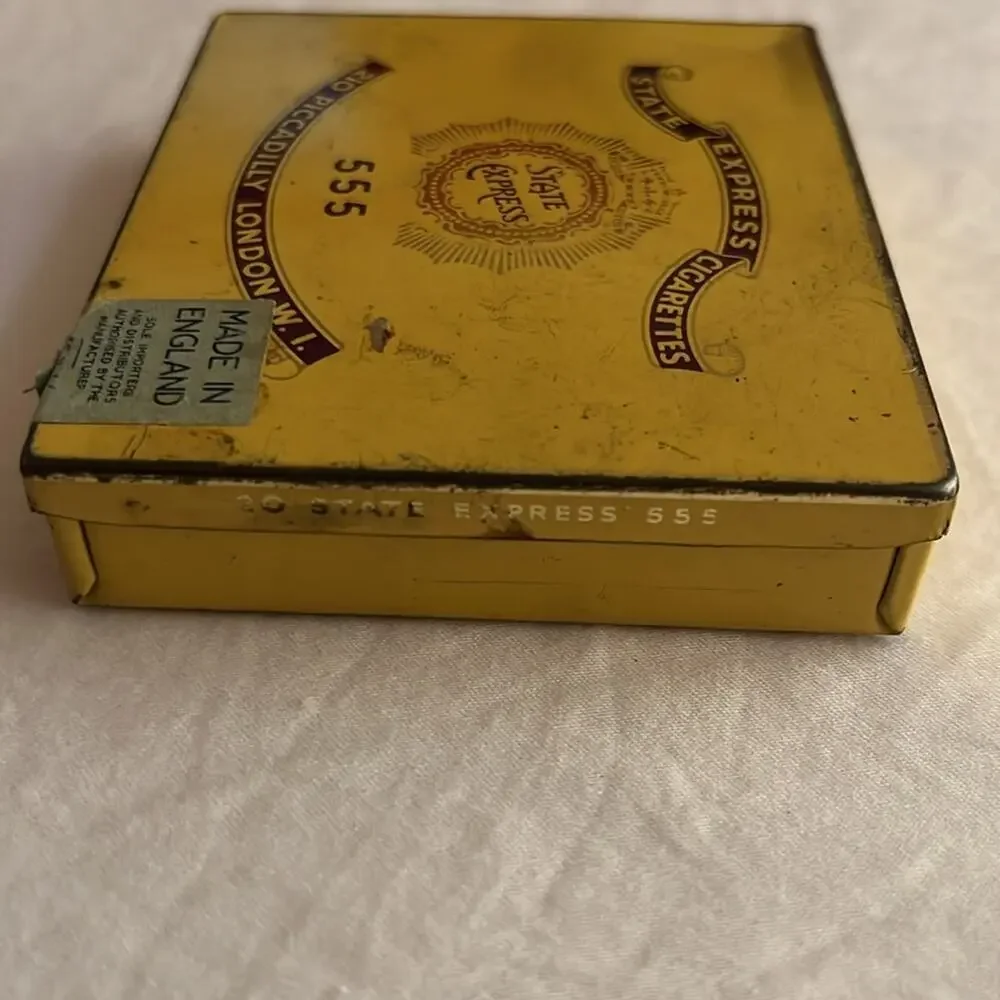 State Express Cigarettes 555 Yellow Tin Box Vintage